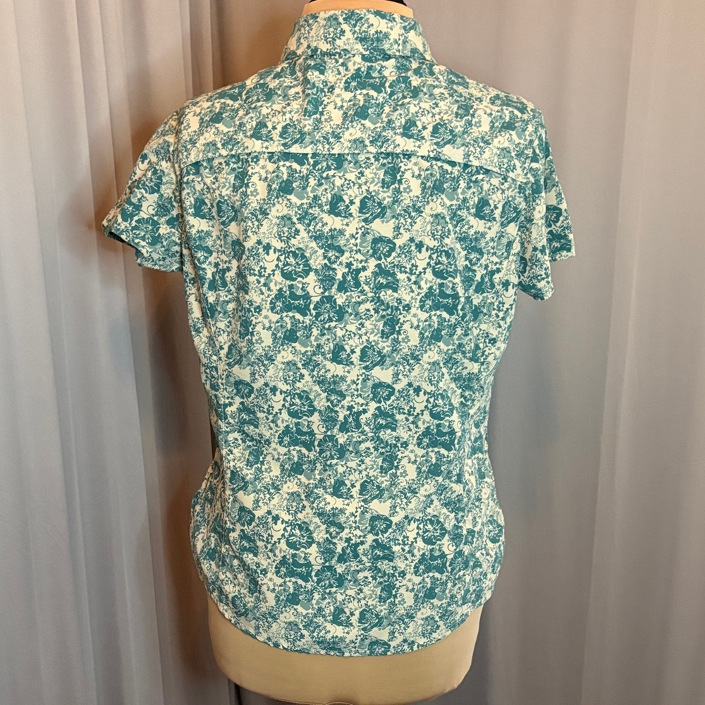 REI Women's Teal Floral Vented Button Down Shirt - Picture 2 of 12